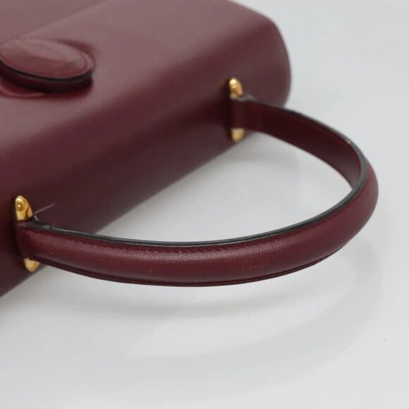CARTIER Must Line Hand Bag Leather Bordeaux Gold Auth ki5854 - Picture 8 of 14
